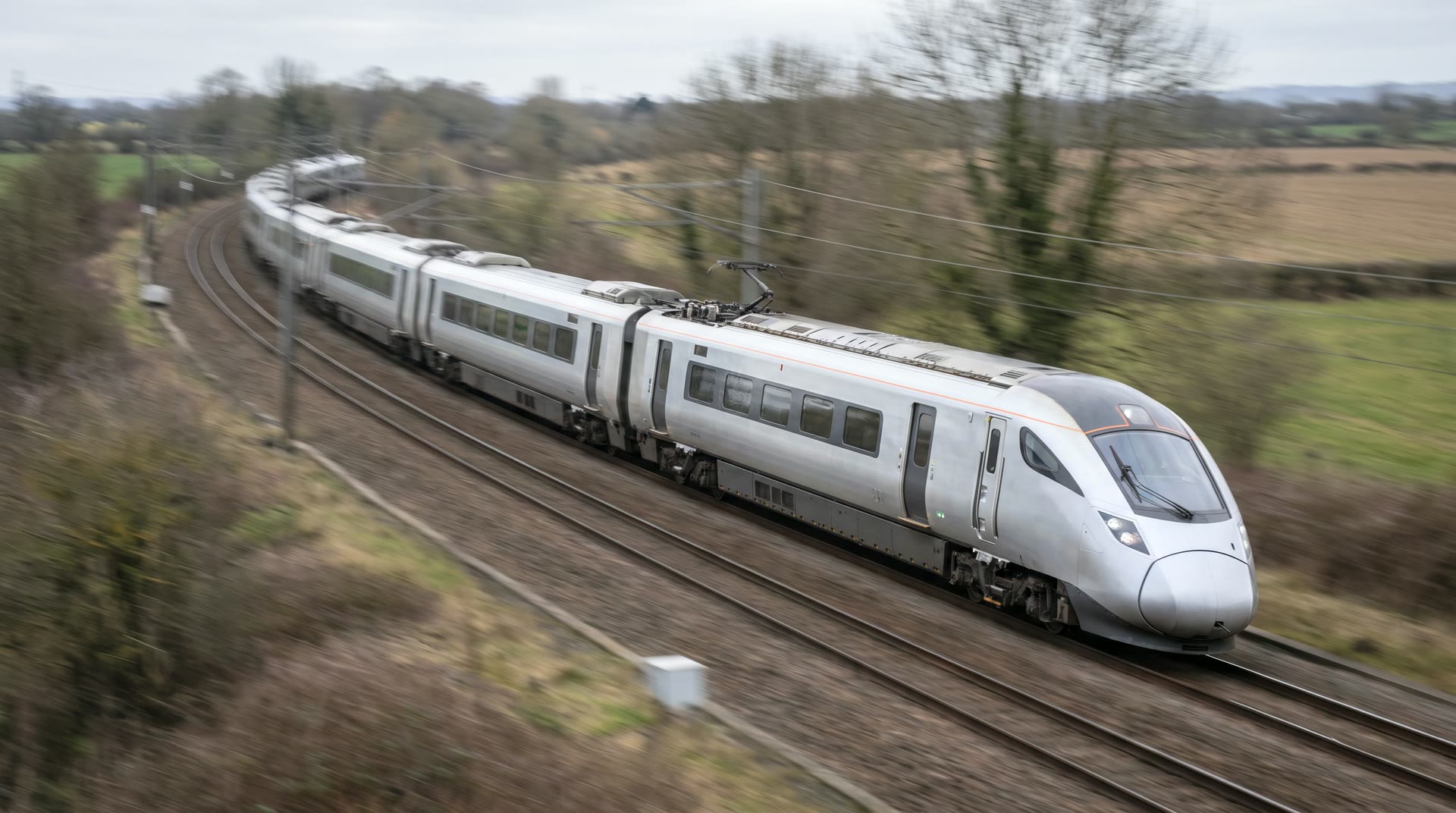 A high-speed train passing the camera